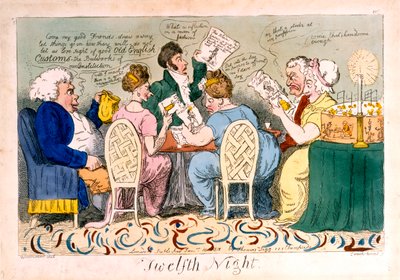 Twelfth Night, etching by Isaac Cruikshank, printed by Thomas Tegg by George Moutard Woodward